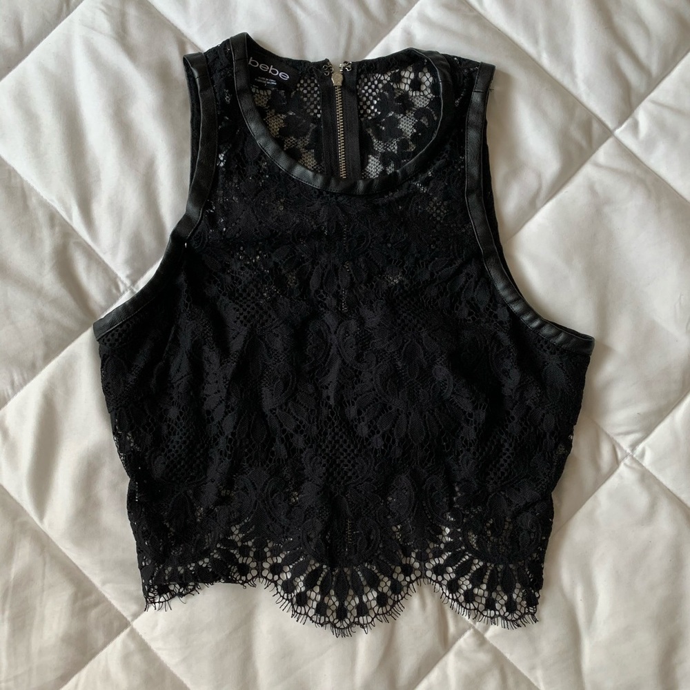 Sexy Black Lace Crop by BEBE